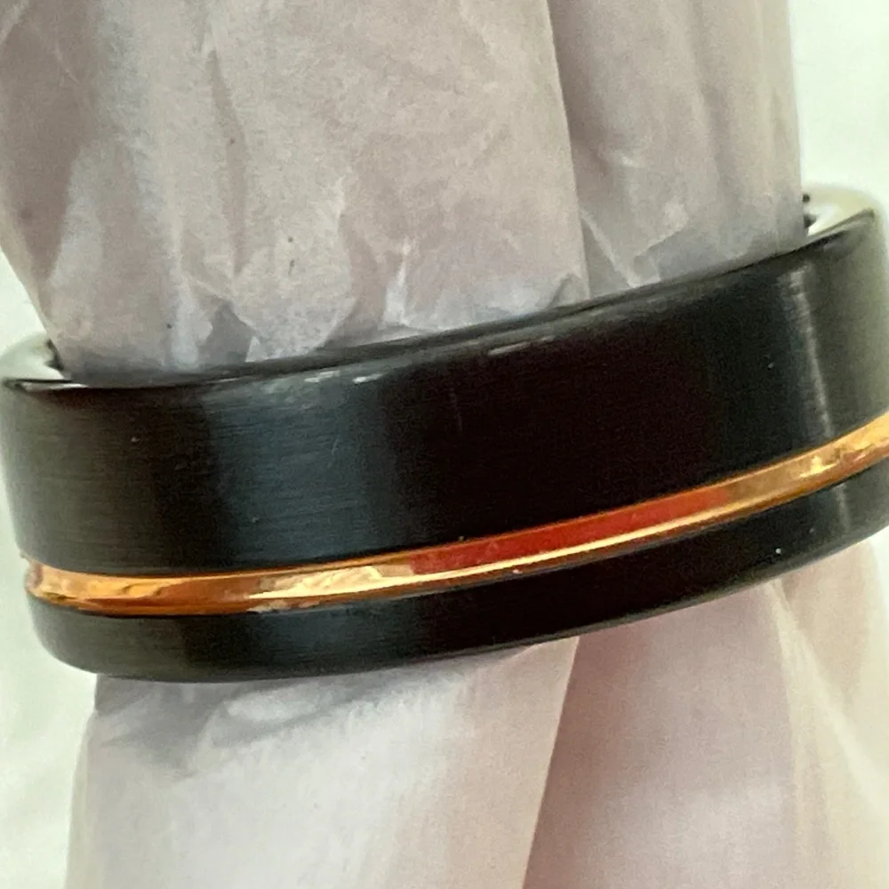 THORUM Minimalist Black Tungsten Gold Band Ring Size 11